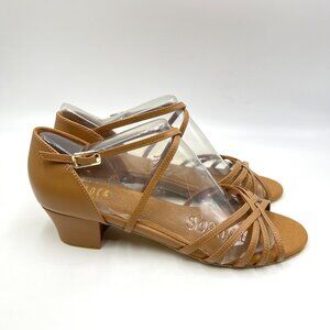 Bloch Womens Size 9.5 S0806L Annabella Caramel Tan Latin Dance Shoes Heels
